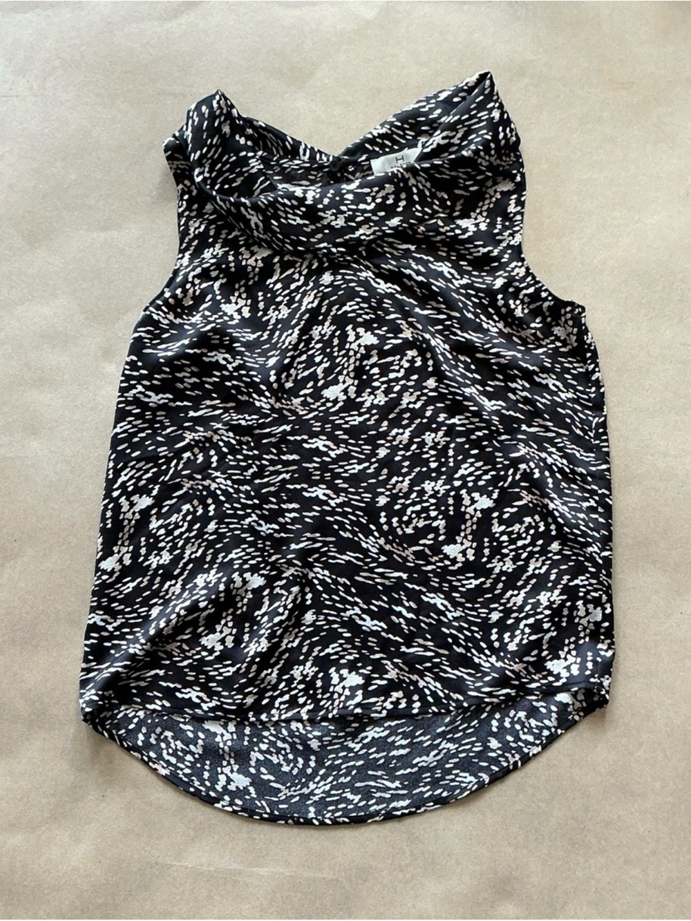Halston Heritage Black and White Printed Cowl-Neck Camisole